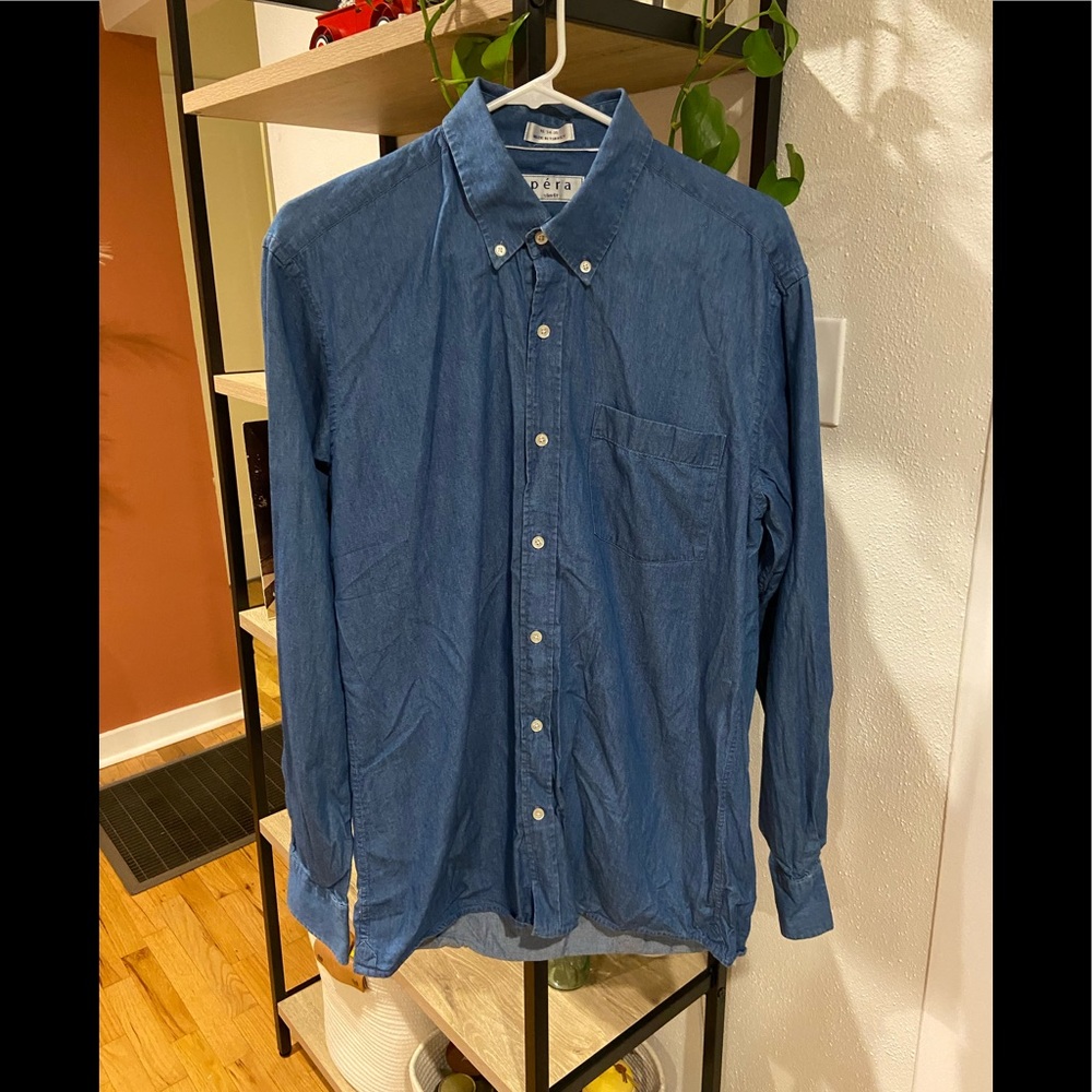 Péra Slim Fit Chambray Dress Shirt - 16 Neck - Slim Fit